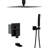 Oil Rubber Bronze Shower Gathering - 12" Ceiling Mount Waterfall Tub Spout 3 Function Rainfall & Handheld Showers -Balanced Valve Simple Installation Cleanliness Guarantee System With Feature 12 Inch-126673670