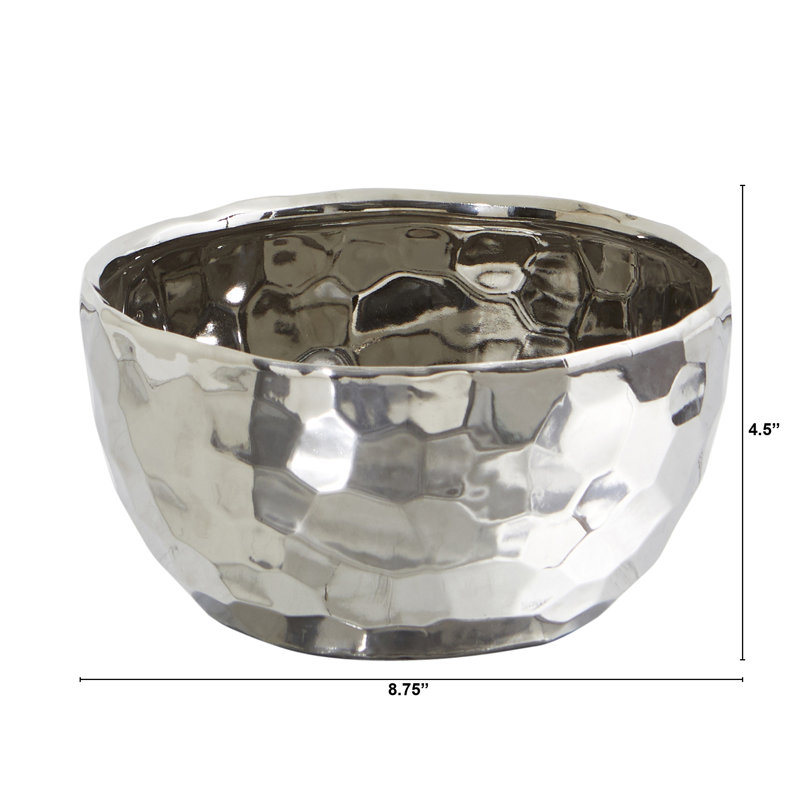 Hewitt Ceramic Table Vase, Silver, 4.5" H x 8.75" W x 8.75" D