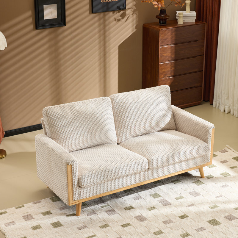 Causeuse en velours avec cadre 2 places Modern Farmhouse, Causeuse, Beige
