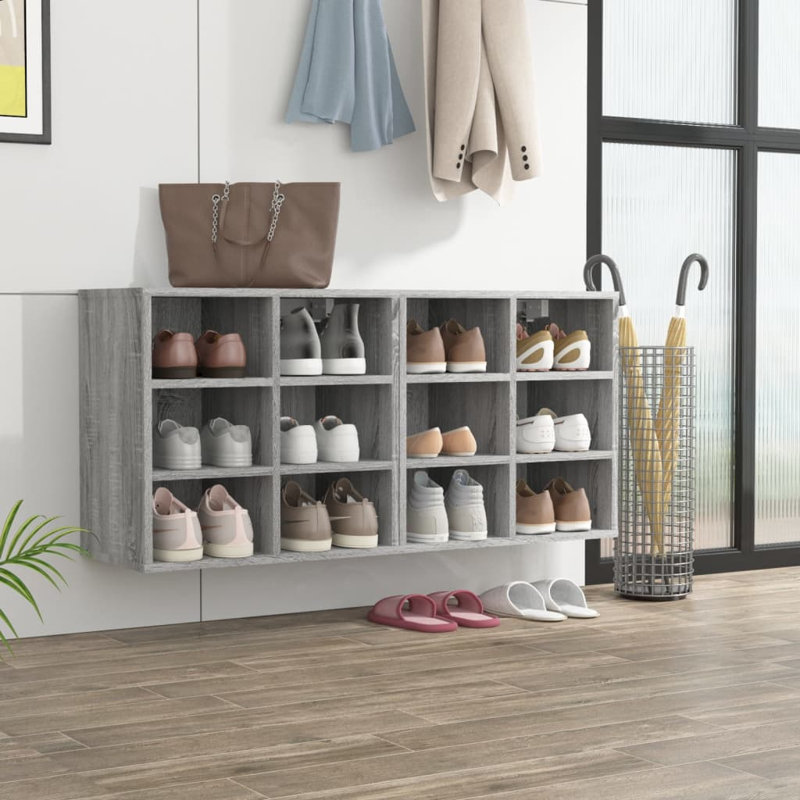 12 Pair Flip Down Shoe Storage, Grey Sonoma