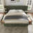 Upholstered King Bed Frame with 2 Nightstands & Drawers, Linen Fabric, No Box Spring Needed, Turtle-1914470013-1914470010