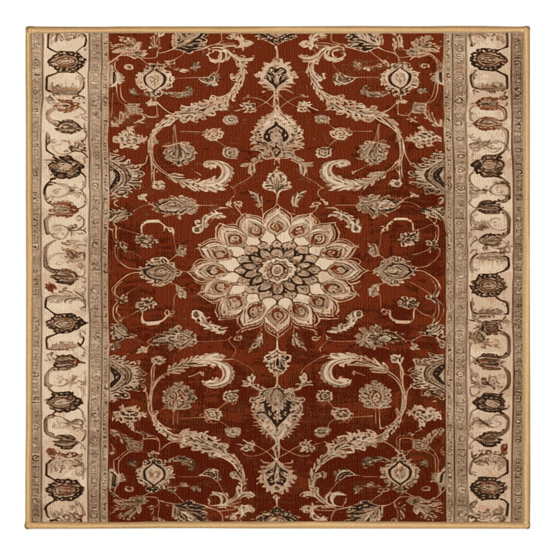 Tapis brun lavable à la machine, Carré 7 pi
