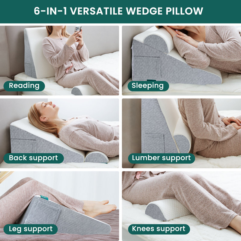 Wedge Pillow-Light Gray, Light Gray
