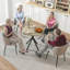 HOMCOM 80cm Round Dining Table, Industrial Kitchen Table with Steel Legs-648340203-648340207