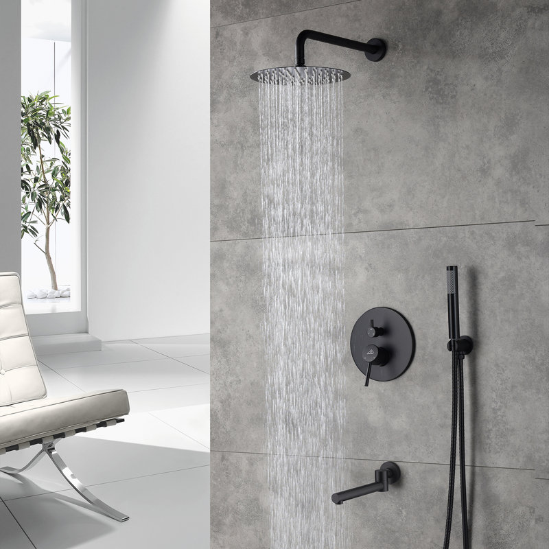Système de douche à pression équilibrée avec valve brute, Noir mat