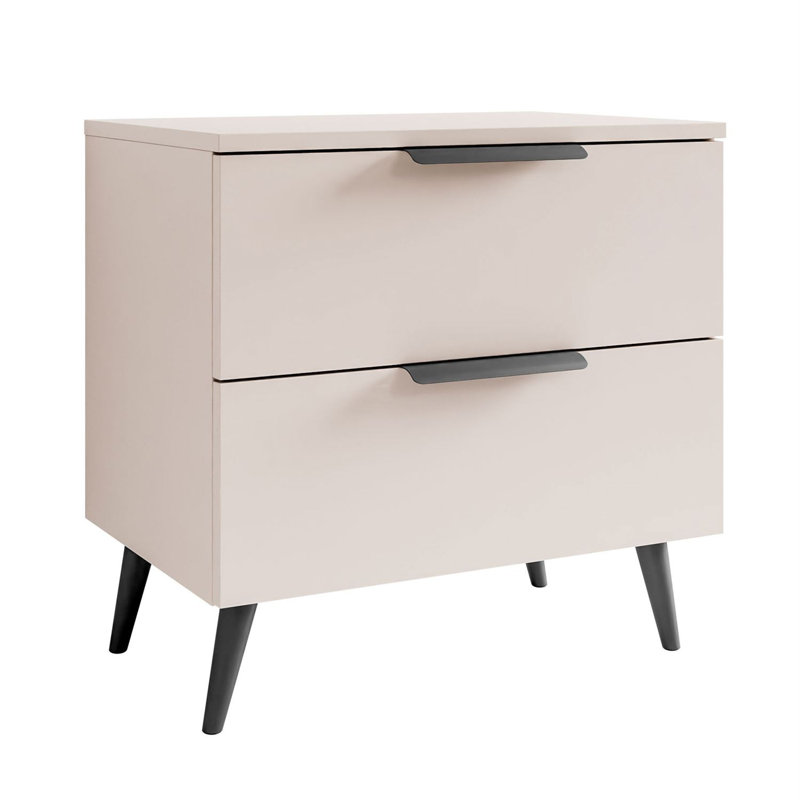 55cm W Bedside Table, Cashmire/Black