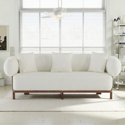 Clintin 82" Boucle Upholstered Rubberwood Sofa With Curved Round Arm by Wade Logan