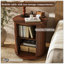Ensemble de 2 tables de bout cylindriques de style Mid-Century moderne avec station de charge intégrée et porte coulissante, table de chevet ronde à 2 niveaux avec ports USB, table de chevet pour le salon, la chambre à coucher, le vestibule - noir-1037377473-1037377475