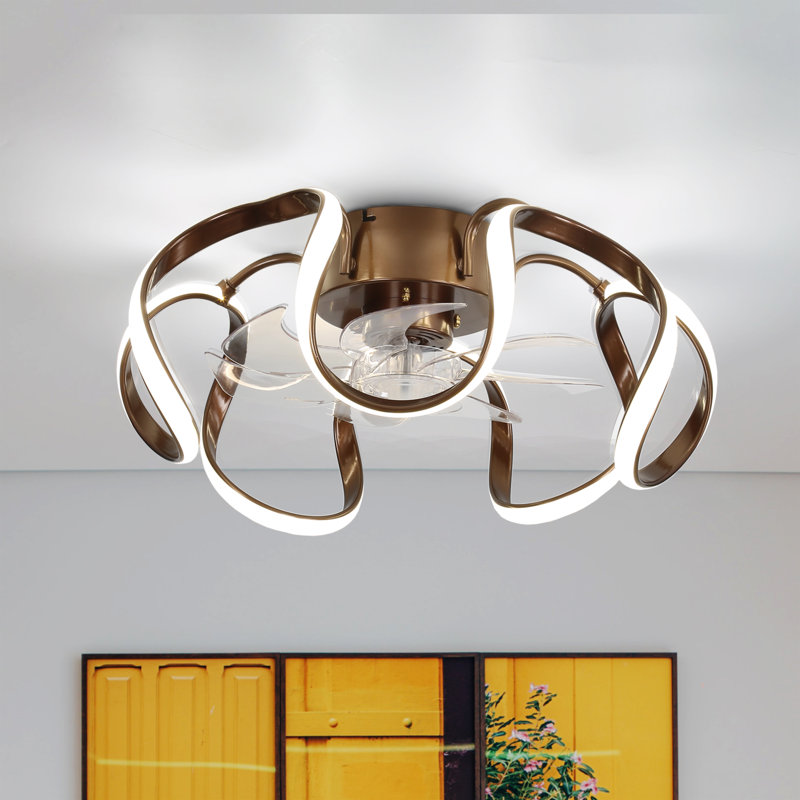 Gelasias Dimmable Ceiling Fan with LED Lights and Remote, Coffee
