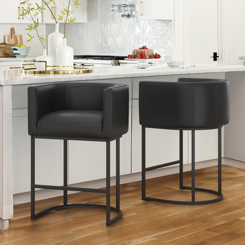 Coffy 33.5" H Upholstered Counter Stool (Set of 2), Black