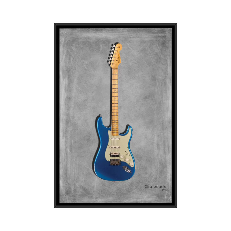 « garde-boue stratocaster 57 », impression sur toile tendue, H 26 po x l 18 po x P 1,5 po, Toile avec cadre noir