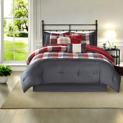 Premium Comforter Bedding Set, Polyester Herringbone, Farmhouse Style