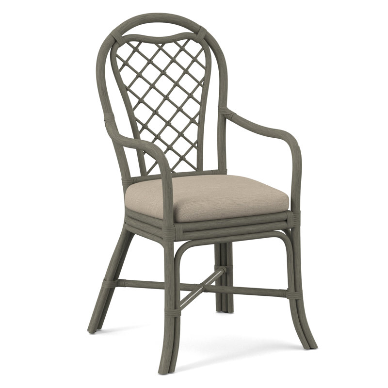 Trellis Dining Arm Chair, Greystone, Light Blue Performance Fabric; 0851-55