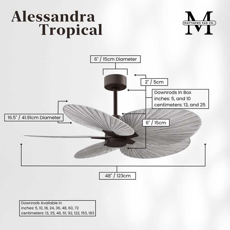 Alessandra - Five Blade Ceiling Fan, Textured Bronze, Barn Wood Tone