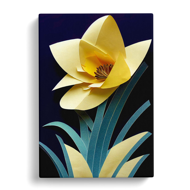 Daffodil Flower Torn Paper - Wrapped Canvas, 50cm H x 35cm W x 3cm D