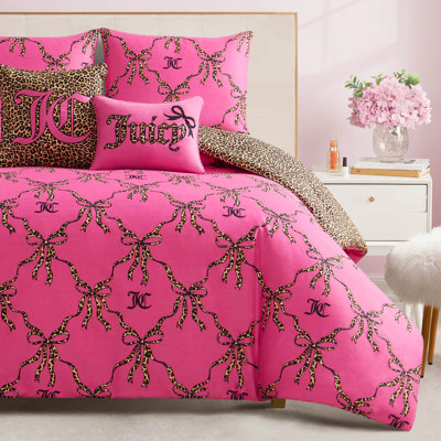 Juicy Couture Cheetah Bow Trellis Reversible Comforter Set