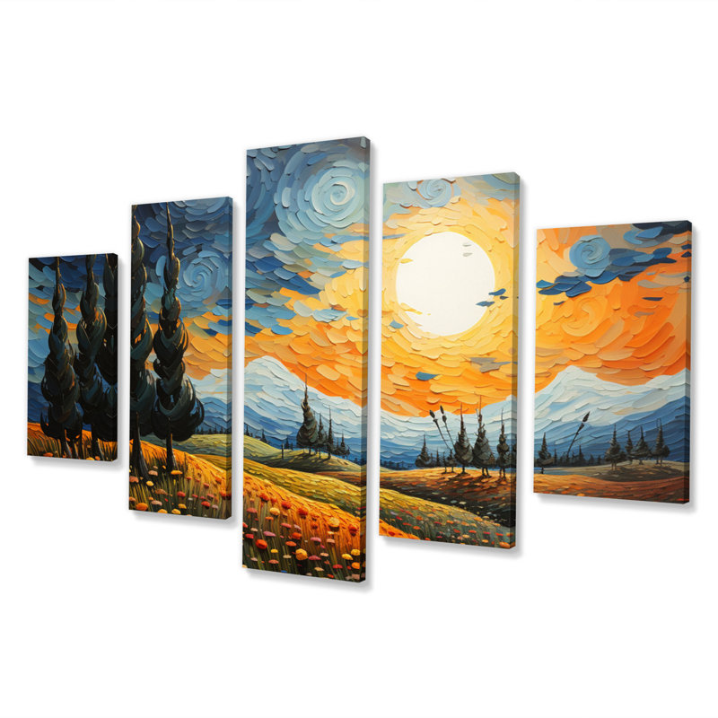 Chaim - Vangogh Wall Art Living Room - 5 panneaux