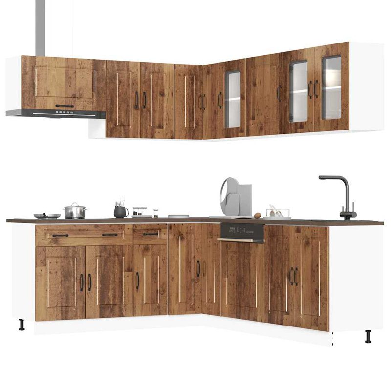 Kalmar Kitchen Cabinet Set, Old Wood