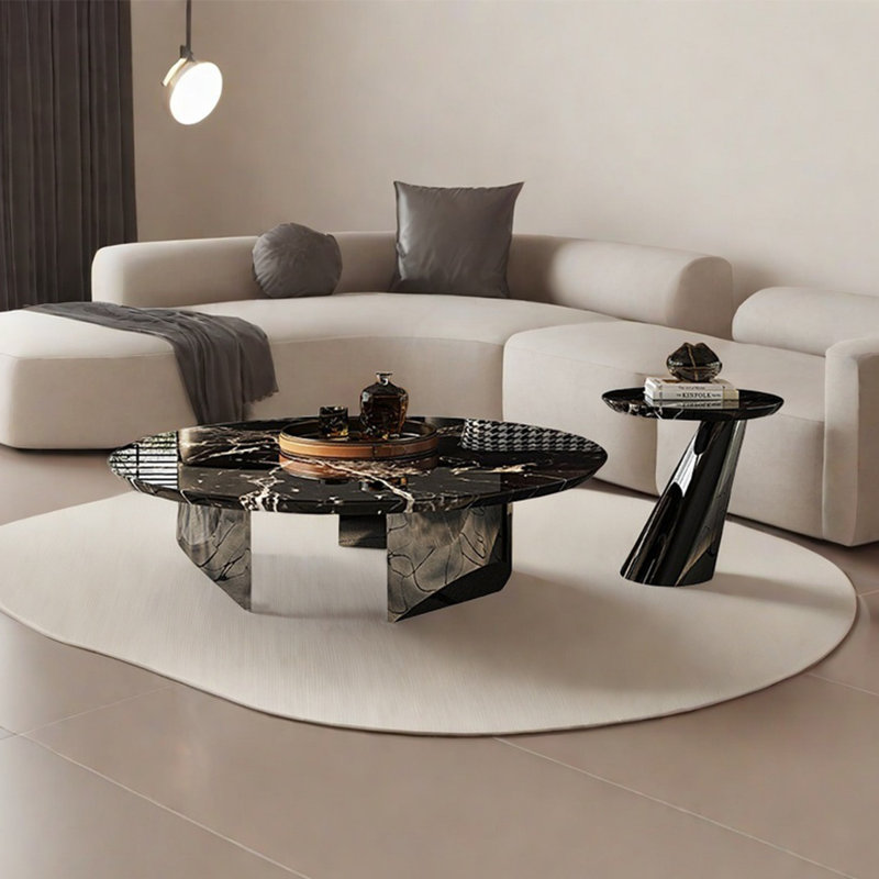 Table basse moderne simple ronde en marbre