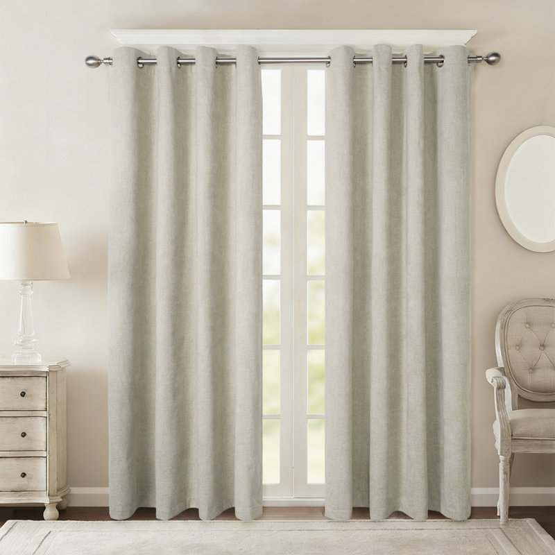 Paire de rideaux extra doux 100% occultant avec œillets, L 52 po x L 96 po, Crème, crème