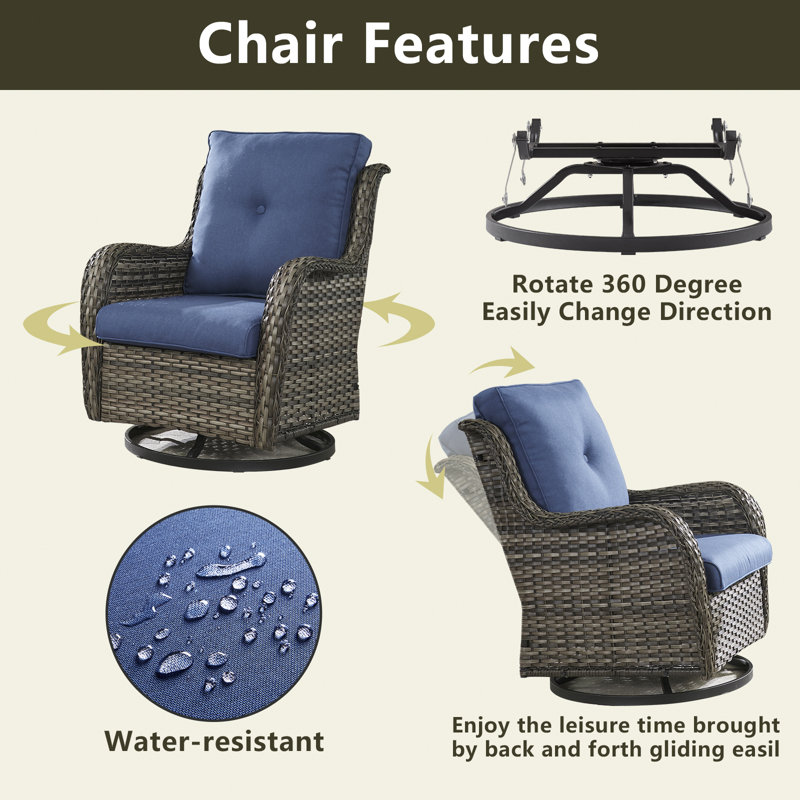 Ensemble de conversation pour 4 personnes avec coussins, Structure grise / coussin bleu