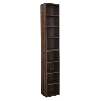 8-Tier Media Tower Rack, Cd Dvd Slim Storage Cabinet With Adjustable Shelves, Tall Narrow Bookcase Display Bookshelf For Home Office,Multi-Functional Double-Decker Bookcase