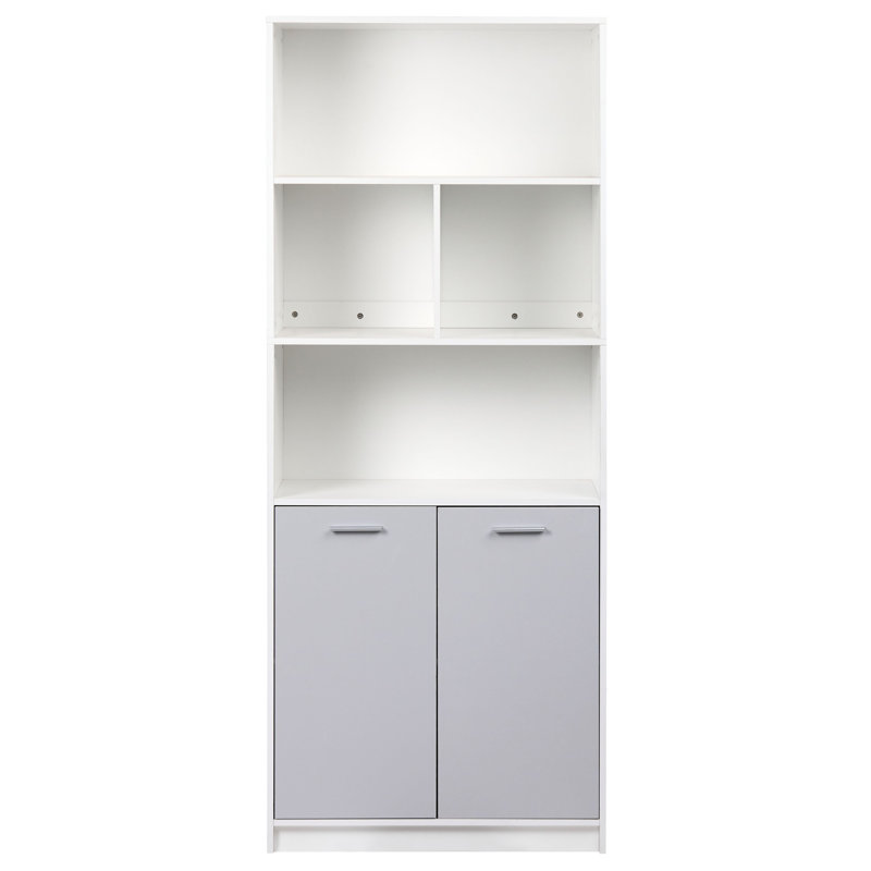 Almaguer 197cm H x 80cm W Particle Board Bookcase, Grey/White