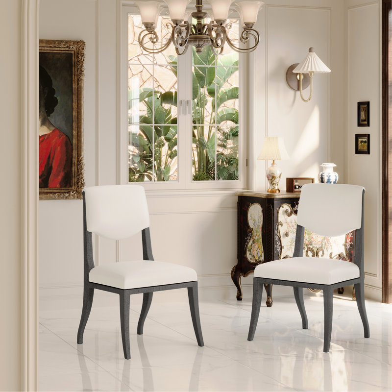 2 chaises de salle à manger rembourrées gris chêne traditionnel élégant - structure en bois franc massif, lignes courbes, revêtement en tissu doux, sièges rembourrés épais, dossiers ergonomiques, capacité de 300 lb par chaise, par pièce,