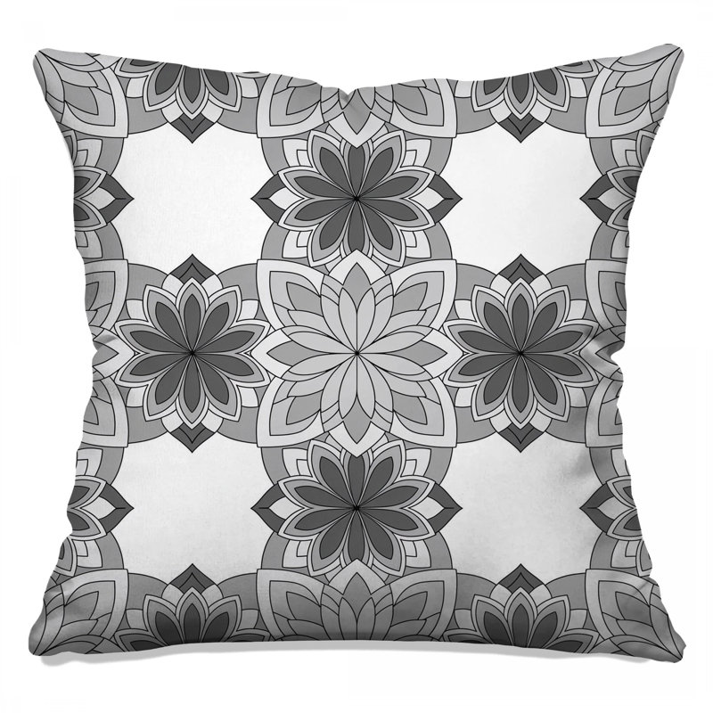 Coussins décoratifs gris à double face Mandala, 26 x 26 pouces