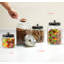 kook Glass Storage Canisters, 50 oz, Set of 2, Black Lid