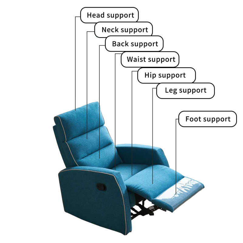 Modern Leisure Bedroom Single Manual Recliner, Blue