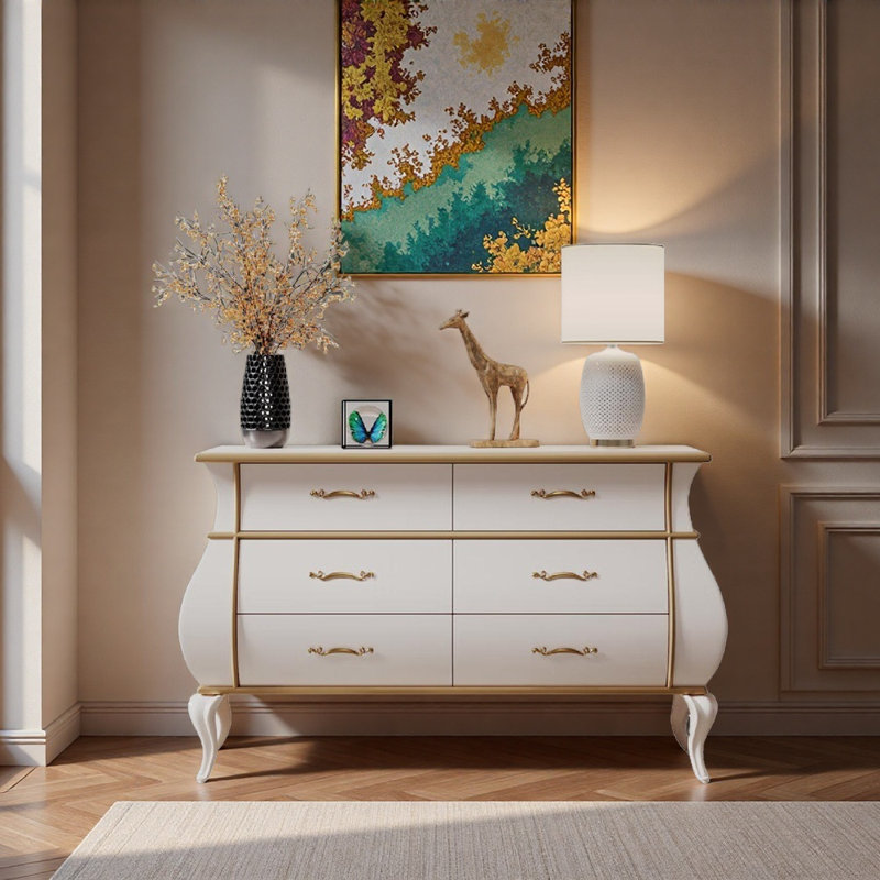 Practical Six-Drawer Sideboard, White