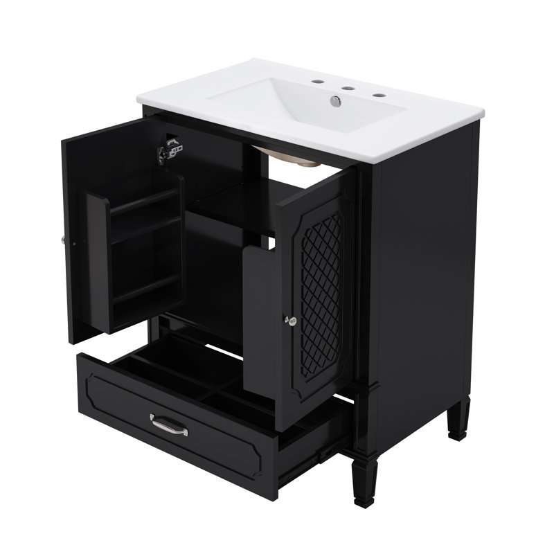 [Video] 30" Bathroom Vanity With Sink Vintage Style, Black