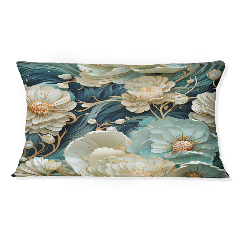Coussin floral imprimé océan