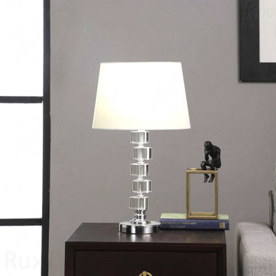 Table Lamp - 20" Crystal Accent, Round Stacked Cube Orbs Design, Metal Frame