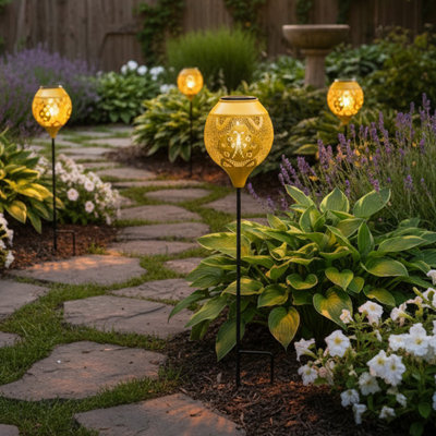 Led Path Light Metal Solar Power Stake Bee