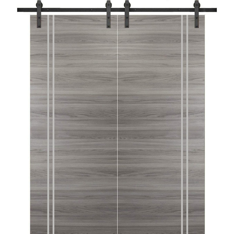 Porte de grange en bois massif massif, 72 po x 80 po, Frêne gingembre