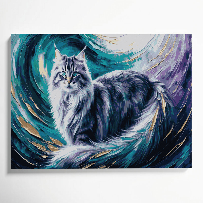 «Cats Siberian Blue», art mural sur toile, H 12 po x l 18 po