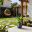 Pot à fleurs rond en béton moyen avec trous de drainage pour intérieur et extérieur 11 po. Bleu marine (intérieur amélioré)-1238377511-1238377560