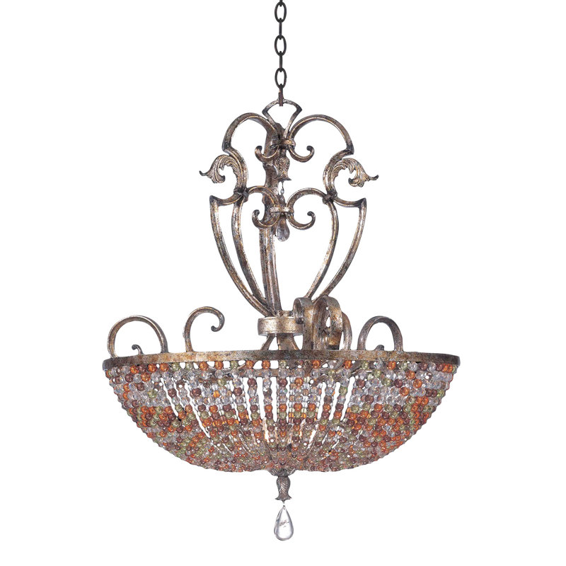 Chesapeake 7 - Light Unique/Statement Pendant, Antique Silver Leaf, 32'' H x 24'' W x 24'' D, 6