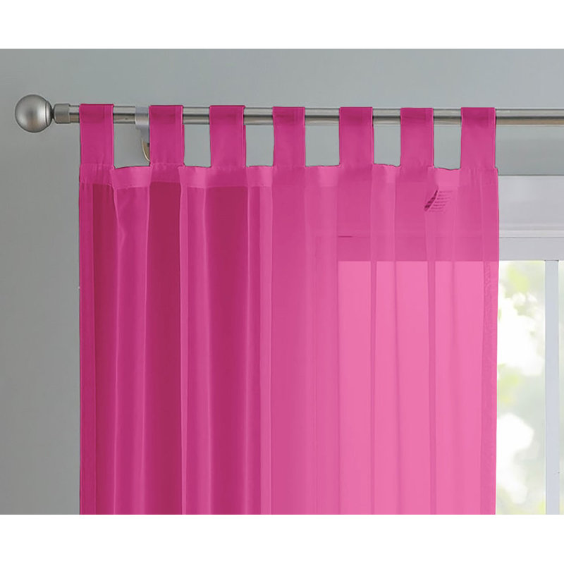 Birdsall Tab Top Sheer Single Curtain Panel, 144 W x 137 D cm, Cerise