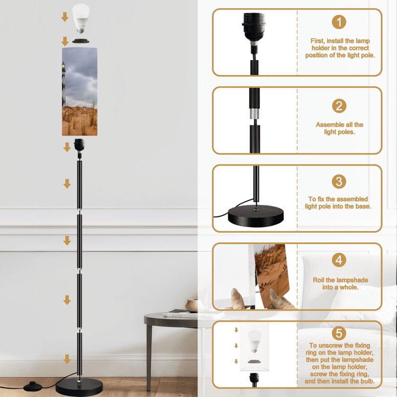 Lampe sur pied avec lampe à pied et éclairage à intensité variable avec abat-jour à pédale et lampe sur pied Cape Lookout