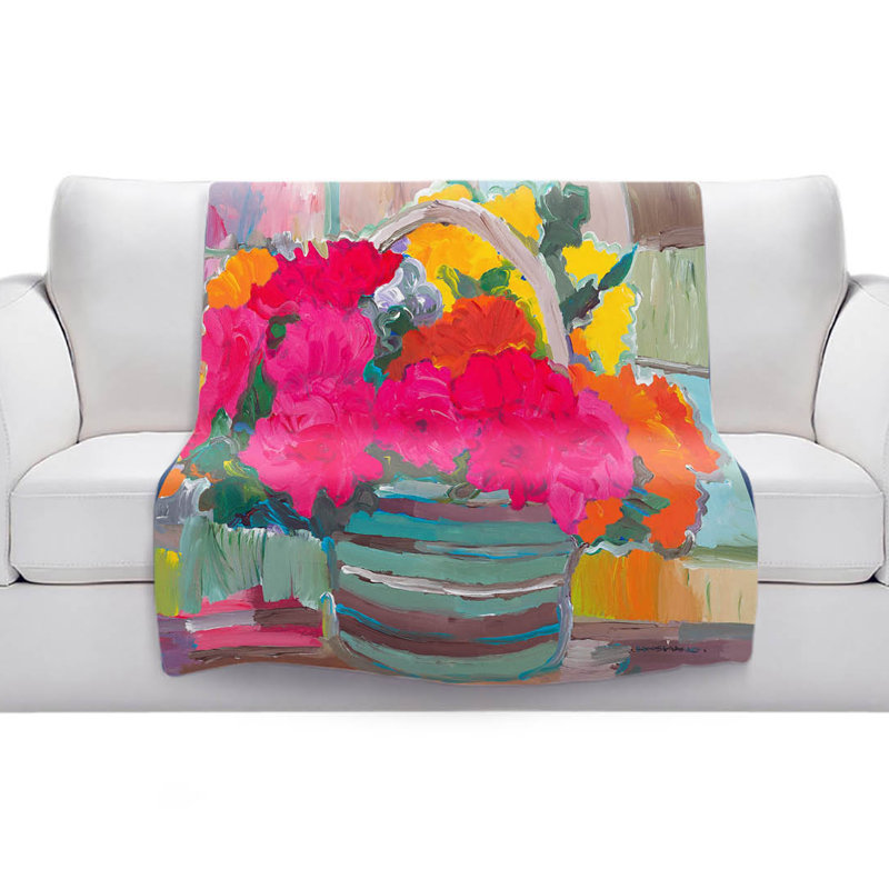Couverture sherpa doux bouquet de fleurs rose, l 51 po x L 60 po