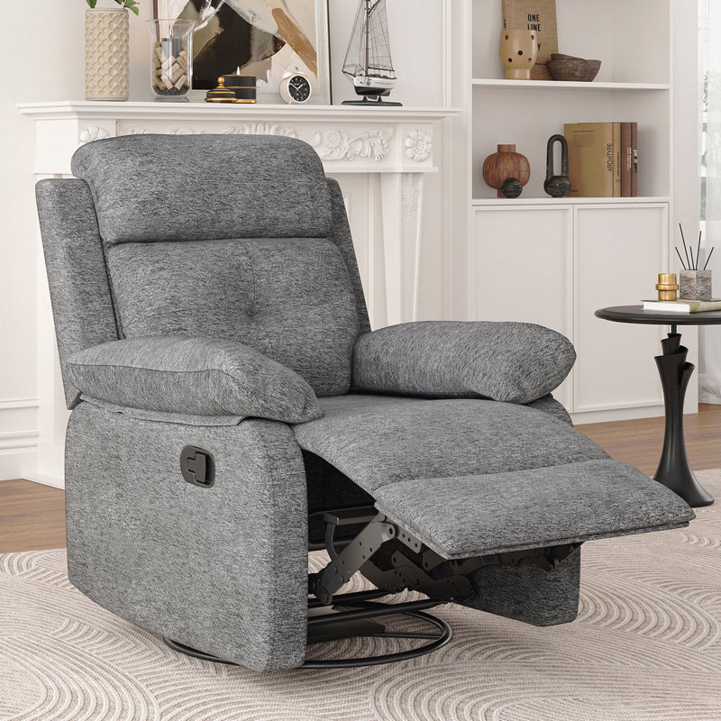 Small Swivel Rocker Recliner - For Adults , Small Spaces/Bedroom/Living Room, Gray
