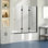 Porte de douche de baignoire l 51 po x H 56 po Portes de douche pliables sans cadre