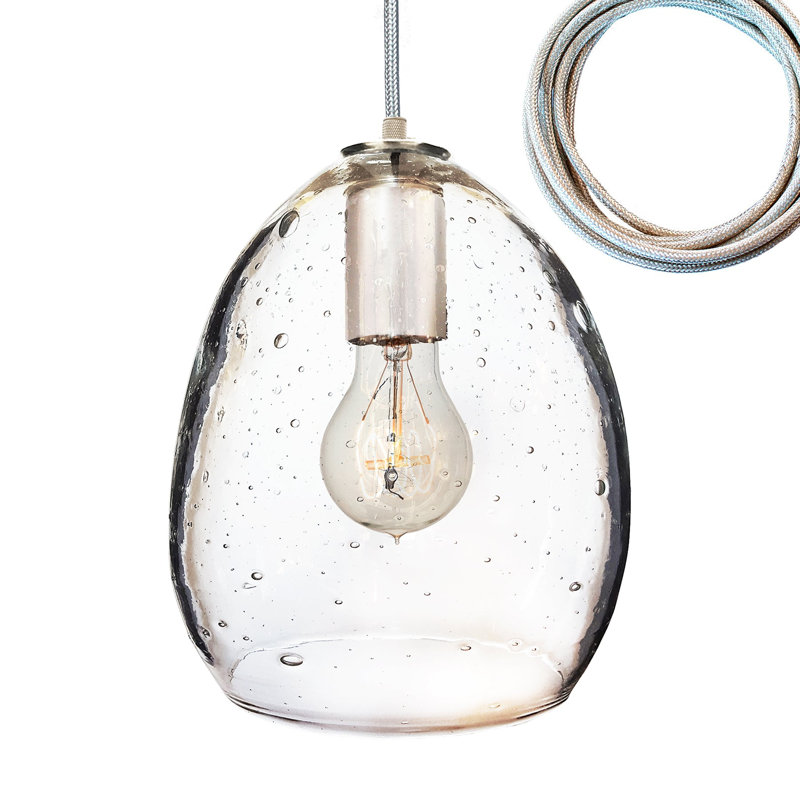 Luminaire suspendu à 1 lumière en forme de goutte, Nickel, Bullé