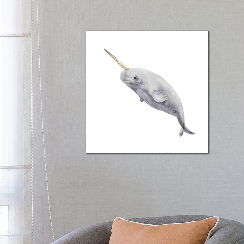 Narwhal by Wandering Laur - Wrapped Canvas Print, 66.04 cm H x 66.04 cm W x 1.91 cm D
