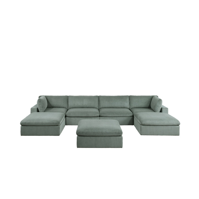 Canapé moderne modulaire en velours côtelé modulaire 7 pièces Sage