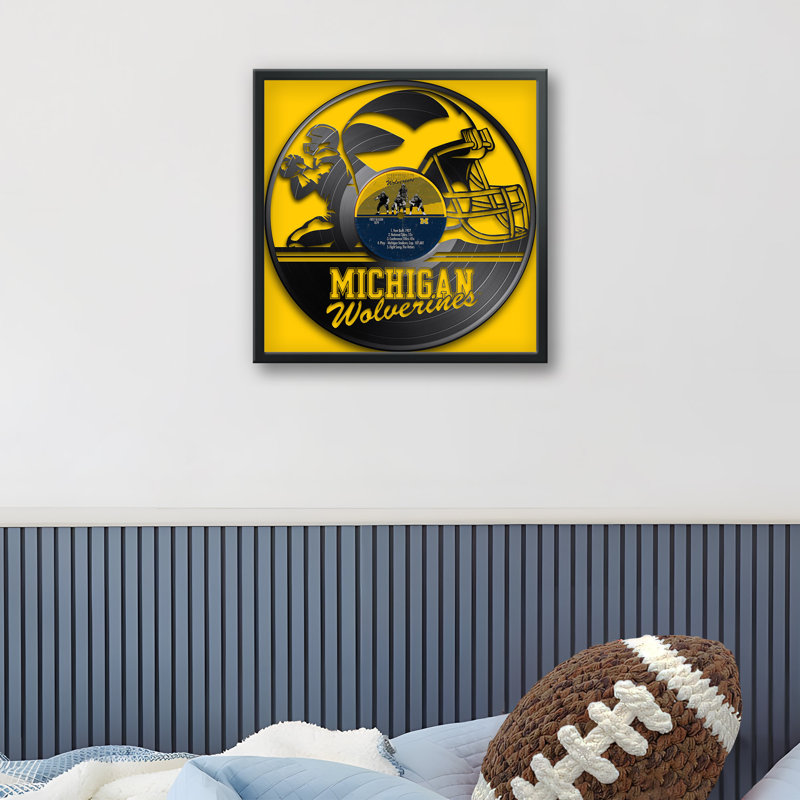 Disque vinyle NCAA-CLC Michigan Wolverines, football américain, impression encadrée 13" x 13", NCAA Michigan Wolverines