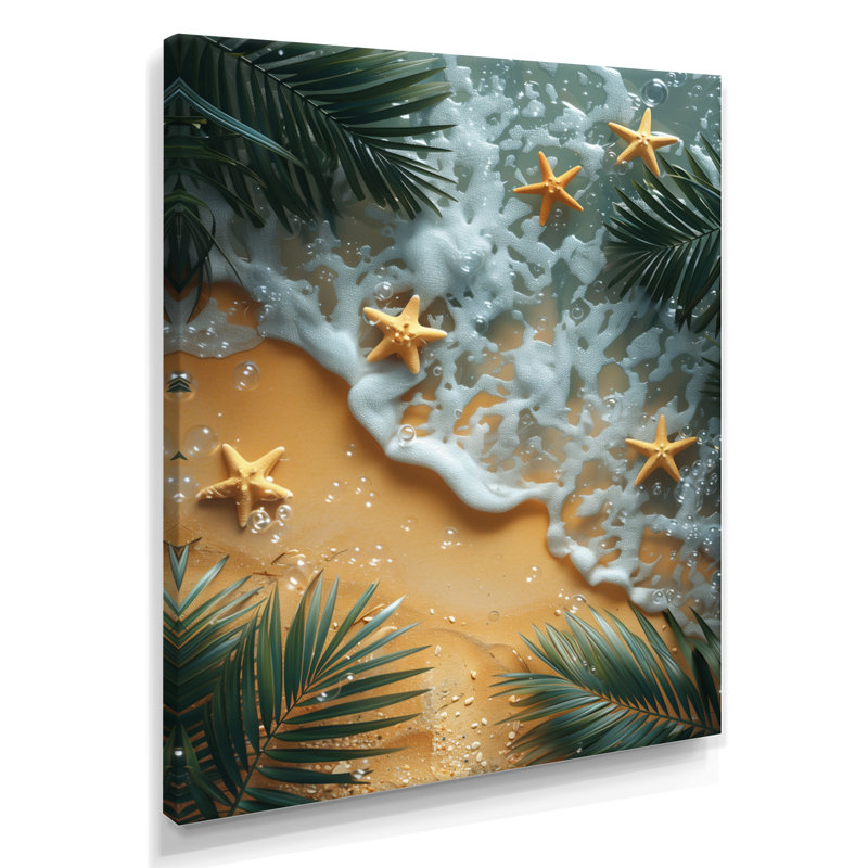 Étoile de mer sur une plage tropicale I, Toile tendue, H 20 po x l 12 po x P 1 po
